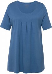 Ulla Popken Essential Front Pleat Tee Denim Blue