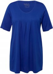 Ulla Popken Essential Front Pleat Tee Cobalt Blue