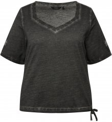 Ulla Popken Cold Dyed Sweetheart Neckline Short Sleeve Tee Graphite Grey