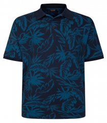 Espionage P222 Polo com estampado de folhas azul-marinho/teal