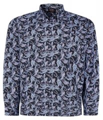 Espionage SH459 Paisley Camisa de manga comprida azul-marinho/print