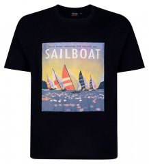 Espionage T459 Sailboat T-shirt estampada azul-marinho