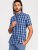 D555 Walcot Check Button Down Collar S/S Shirt Navy - Camisas - Camisas Homem Tamanhos Grandes