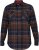 D555 SHERLOCK Check Overshirt With Two Patch Pockets & Button Down Collar Navy - Camisas - Camisas Homem Tamanhos Grandes