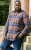 D555 SHERLOCK Check Overshirt With Two Patch Pockets & Button Down Collar Navy - Camisas - Camisas Homem Tamanhos Grandes