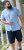 D555 Falmouth 1 Linen Mix Short Sleeve Shirt With Button Down Blue - Camisas - Camisas Homem Tamanhos Grandes