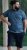 D555 Woolwich AOP Polo Shirt With Ribbed Collar Blue - Pólos - Pólos Tamanhos Grandes Homem