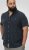 D555 Pontefract Jacquard Linen Mix Short Sleeve Shirt With Button Down Navy - Camisas - Camisas Homem Tamanhos Grandes