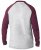 D555 KELTON Long Sleeve Raglan T-Shirt Grey/Burgundy - T-shirts - T-shirts Homem Tamanhos Grandes