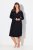 Ulla Popken 812447 Camisa de noite com gola de camisa Preto - Camisas de noite - 