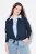 Ulla Popken 827116 Bolero de gola alta em mistura de linho Azul-marinho - Boleros - 