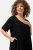 Ulla Popken 829837 Vestido de mistura de linho de manga curta Preto - Vestidos de verão - Vestidos de verão plus size