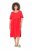 Ulla Popken 829837 Vestido de mistura de linho de manga curta Vermelho - Vestidos de verão - Vestidos de verão plus size
