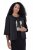 Ulla Popken 842712 Blazer curto com laço e mangas com folhos Preto - Blazers e Coletes - Blazers em Tamanhos Grandes