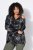 Ulla Popken 842758 Casaco polar floral com capuz Preto - Roupa polar - 