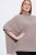 Ulla Popken 844996 Poncho canelado de merino com gola alta Castanho claro - Ponchos e capas - 