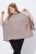 Ulla Popken 844996 Poncho canelado de merino com gola alta Castanho claro - Ponchos e capas - 