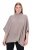 Ulla Popken 844996 Poncho canelado de merino com gola alta Castanho claro - Ponchos e capas - 