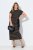 Ulla Popken 848921 Vestido de jersey às riscas com cinto para atar Preto - Vestidos maxi - Vestidos maxi plus size para mulher