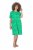 Ulla Popken 850204 Vestido de jersey de manga curta com decote em V Verde - Vestidos em jersey - 