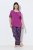 Ulla Popken 850864 Conjunto de pijama de 3 peças aos quadrados Violeta - Pijamas/Loungewear - 