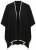 Ulla Popken 851127 Poncho de malha aberto com debrum de strass Preto - Ponchos e capas - 