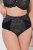 Ulla Popken 851700 Cuecas aos quadrados de cintura alta com renda Preto - Cuecas - 