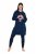 Ulla Popken 851749 Vestido de estar em casa aos quadrados com capuz Azul-marinho - Pijamas/Loungewear - 