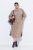 Ulla Popken 852288 Vestido midi de manga curta com cinto para atar Castanho claro - Vestidos midi - Vestidos Midi Tamanhos Grandes
