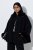 Ulla Popken 852644 Casaco capa com debrum de pelo sintético Preto - Ponchos e capas - 
