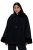 Ulla Popken 852644 Casaco capa com debrum de pelo sintético Preto - Ponchos e capas - 