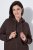 Ulla Popken 853577 Casaco de fleece de malha com capuz e estampado Castanho mogno - Roupa polar - 