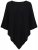 Ulla Popken 855277 Poncho de malha com bainha em bico e decote barco Preto - Ponchos e capas - 