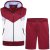 Kam Jeans TS006 Retro Pannelled Tracky Set (Shorts/Sleeveless Hoodie) Red - Fatos de treino - Fatos de treino homem tamanhos grandes