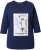 Ulla Popken Decorative Plant 3/4 Sleeve T-Shirt Ink Blue - T-shirts estampadas para mulher - 