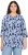 Ulla Popken Floral Print 3/4 Sleeve V-Neck Tee Navy Blue - T-shirts estampadas para mulher - 