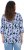 Ulla Popken Floral Print 3/4 Sleeve V-Neck Tee Navy Blue - T-shirts estampadas para mulher - 