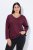 Ulla Popken Back To Basics V-Neck Relaxed Fit Cotton Tee Dark Berry - T-shirts - T-shirts femininas