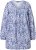 Ulla Popken Allover Printed Pleated Long Sleeve Tee Dark Blue - T-shirts estampadas para mulher - 