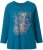 Ulla Popken Inverted Seam Long Sleeve Graphic Tee Teal - T-shirts estampadas para mulher - 