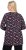 Ulla Popken Peppermint Tree V-Neck Holiday Cotton Long Sleeve Knit Tunic Black - T-shirts estampadas para mulher - 