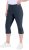Ulla Popken Bengaline Elastic Waist Stretch Capri Pants Navy Blue - Jeans & Calças Femininas em Tamanhos Grandes – Plus Size - 