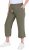 Ulla Popken Cool Linen Elastic Waist Capri Pants Loden Green - Jeans & Calças Femininas em Tamanhos Grandes – Plus Size - 