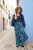 Ulla Popken Tropical Leaf Print Elastic Waist Pants Blue - Jeans & Calças Femininas em Tamanhos Grandes – Plus Size - 