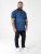 D555 Murray Printed Jacquard Collar & Cuff Short Sleeve Polo Blue - Pólos - Pólos Tamanhos Grandes Homem
