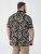 D555 Palmer Leaf Printed Jacquard Collar & Cuff Chest Pocket Polo Black - Pólos - Pólos Tamanhos Grandes Homem