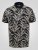 D555 Palmer Leaf Printed Jacquard Collar & Cuff Chest Pocket Polo Black - Pólos - Pólos Tamanhos Grandes Homem
