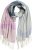 Ulla Popken Cozy Lettering Fringed Scarf Pink and Blue - Acessórios - 