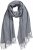 Ulla Popken Ribbed Knit Fringed Hem Scarf Grey Melange - Acessórios - 