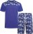Kam Jeans 5002 Palm Tree Panel Tee And Short Set Electric Blue - T-shirts - T-shirts Homem Tamanhos Grandes